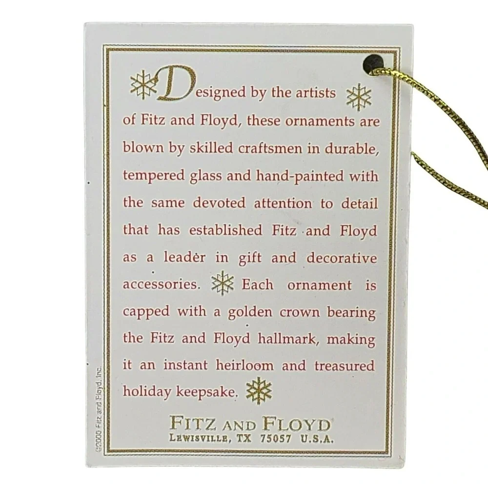 Fitz and Floyd Classics Collection Glass Josn Ball Christmas Ornament Vintage